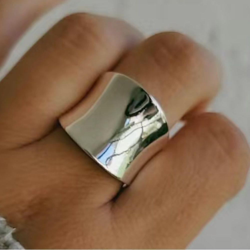 Concave Sculptural Statement Ring silver costume jewelry plated assorted sizes